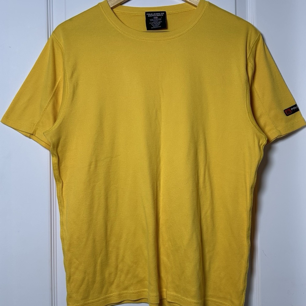Polo Jeans‎ Co. Ralph Lauren Vintage Y2K Yellow Logo Patch Short Sleeve T-Shirt
